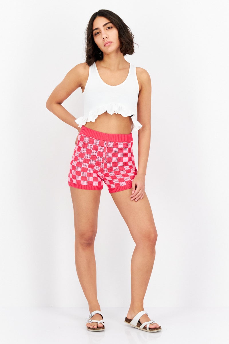 Misfit Women Plaid Basic Shorts, Pink - Image 4